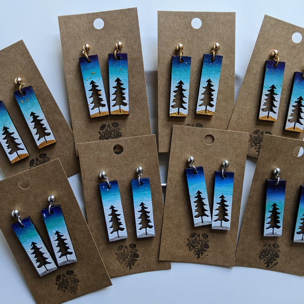 Nature Wood Pine Tree Earrings