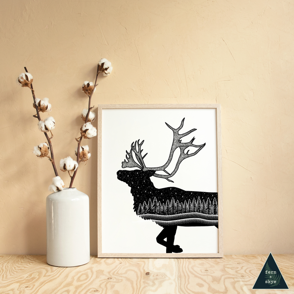 Caribou Forest Art Print